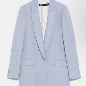 ZARA Light Blue Tailored Blazer Structured Women’s Jacket Workwear
